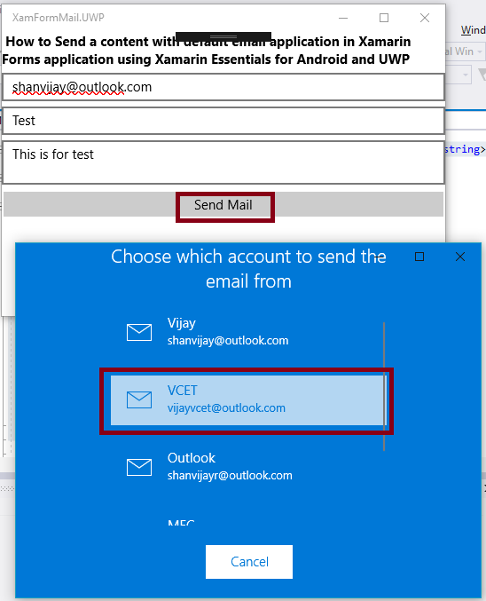 How To Send A Content With Default Email Application In Xamarin Forms Application Using Xamarin Essentials For Android And UWP