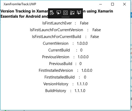 Version Tracking in Xamarin Forms application using Xamarin Essentials for Android and UWP