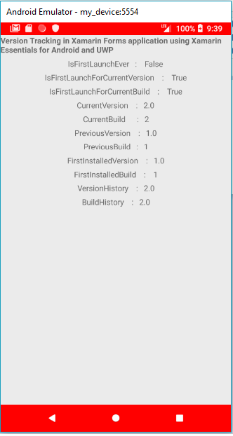 Version Tracking in Xamarin Forms application using Xamarin Essentials for Android and UWP