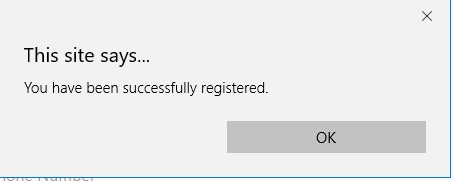 Successfully registration message