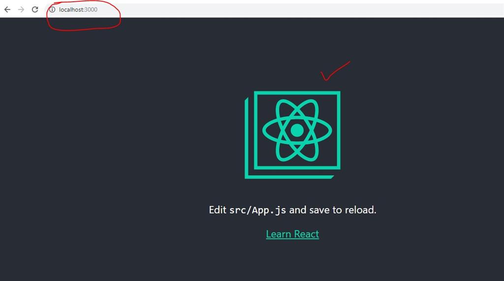 Default screen of react app