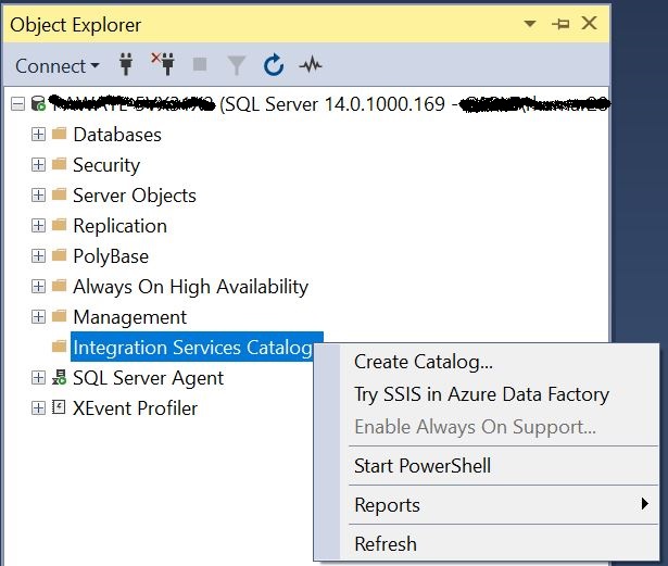 How to create ssis catalog