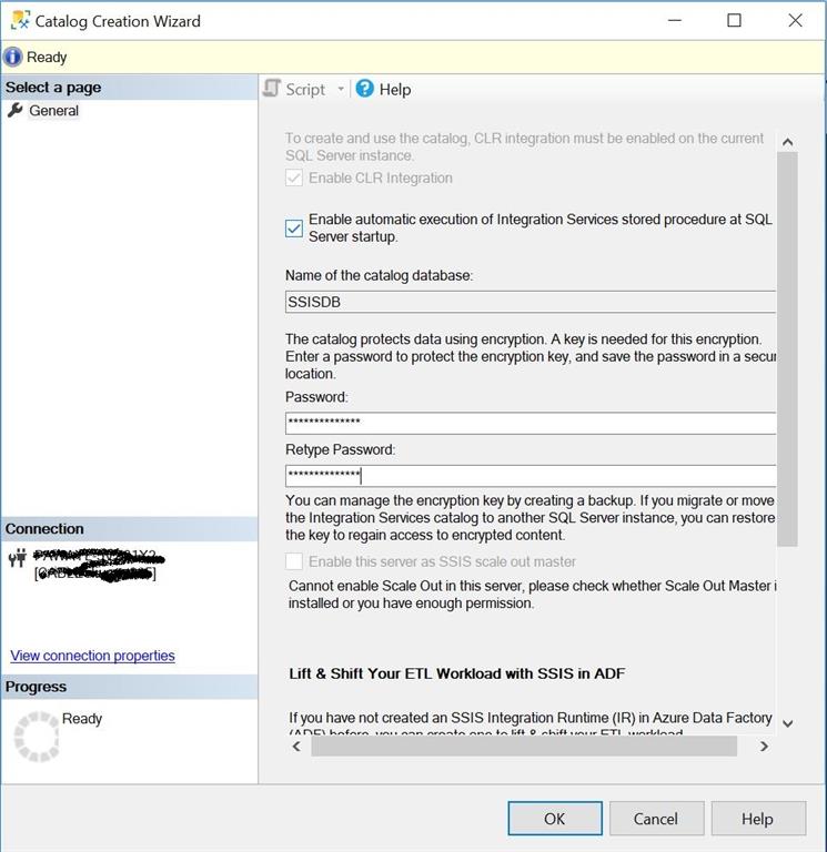 How to create ssis catalog