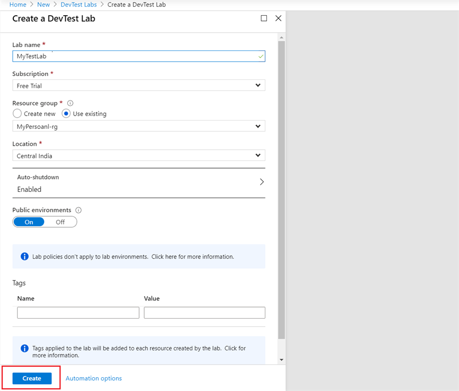 Set Up Azure Dev Test Lab for SharePoint 2019
