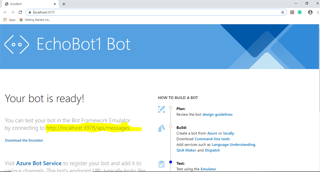 Design And Develop A Greeting Bot using Microsoft Bot Framework On VS2019 Community Version