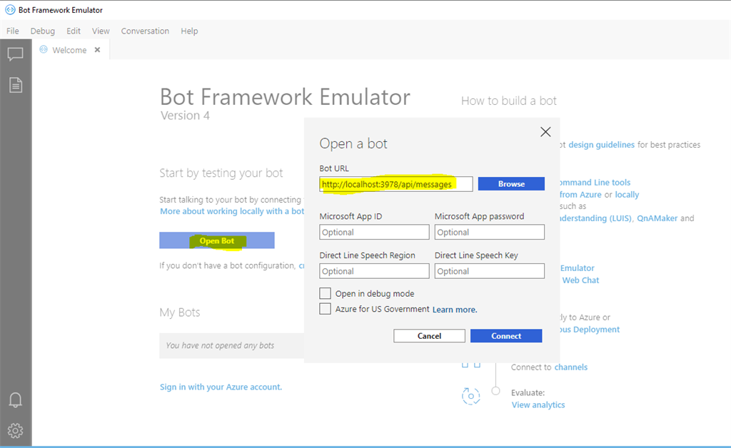 Design And Develop A Greeting Bot using Microsoft Bot Framework On VS2019 Community Version