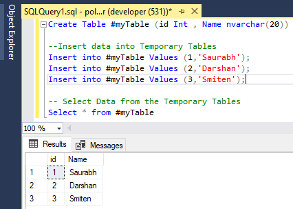 Temporary Tables In Sql Server