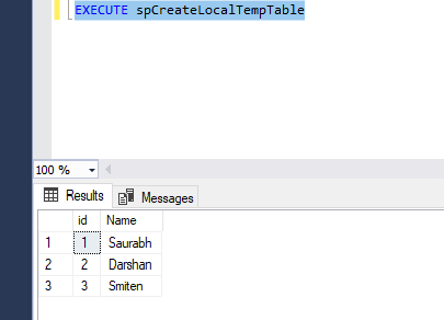 Temporary Tables in SQL Server