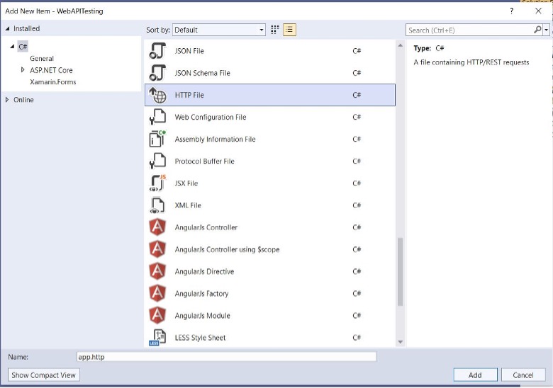 Testing REST APIs From Visual Studio 2022