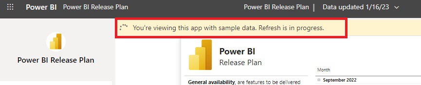 The Power BI Release Plan report connection instructions