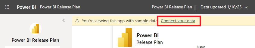 The Power BI Release Plan report connection instructions