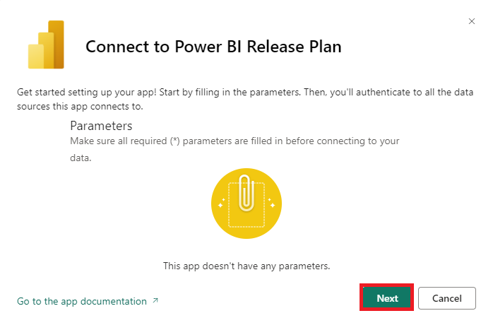 The Power BI Release Plan report connection instructions