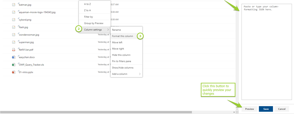 Thumbnail Or Preview Of Files In SharePoint Document Library Using Column Formatting