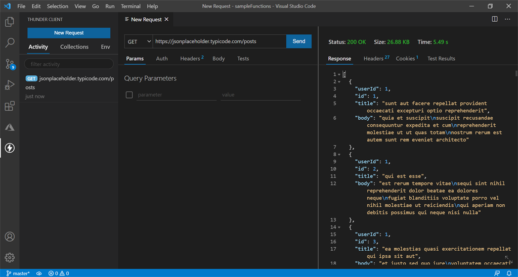 Thunder Client Get Example