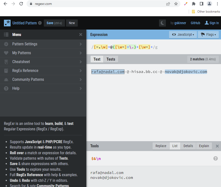 Regex 7 free test tools