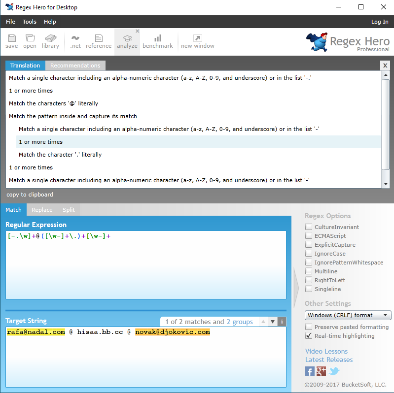 Regex 7 free test tools
