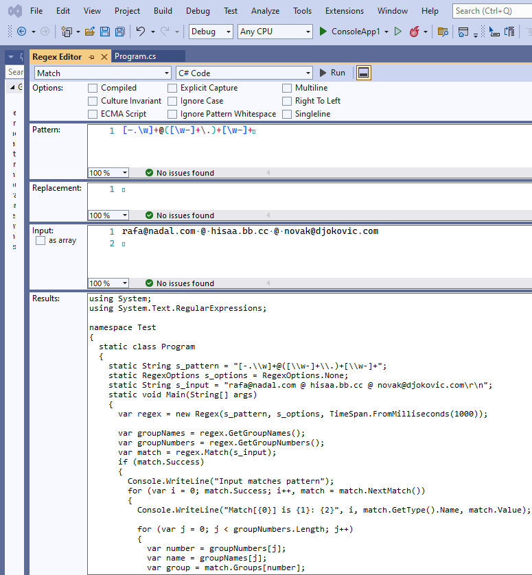 Regex 7 free test tools