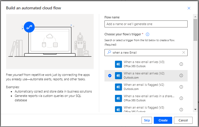 Build an automated cloud flow