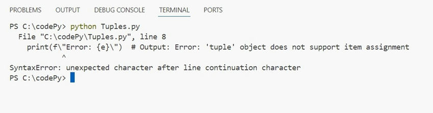 Tuple code output