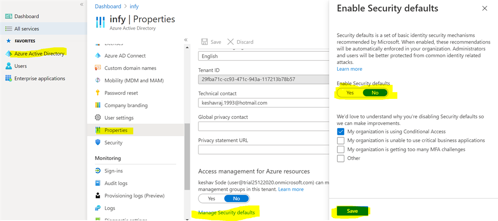 Turn off two-factor verification / Multi-factor authentication in D365