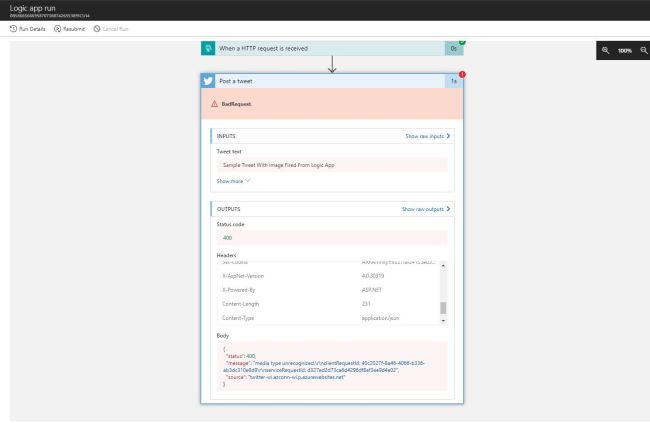 Tweeting Using Logic Apps - Error "Media Type Unrecognized" When Sending Image With Tweets