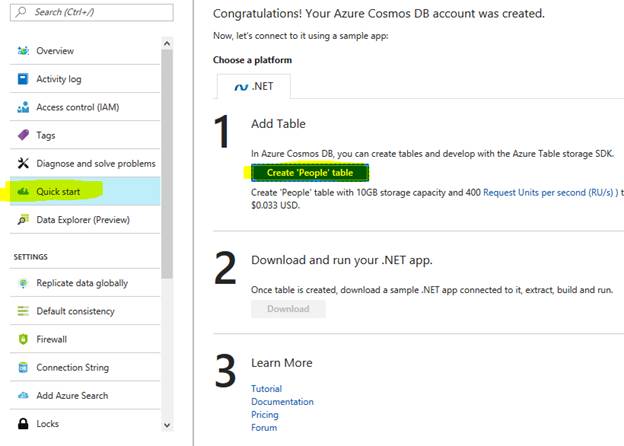 Understand Azure Cosmos DB - Table API
