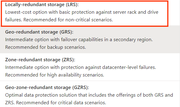 Locally redundant storage
