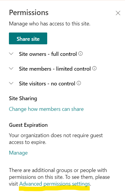 Site permissions
