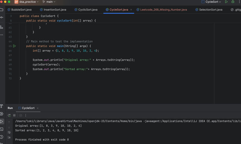 Understanding Cycle Sort in Java