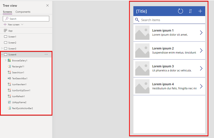 Understand screens and screen templates in PowerApps