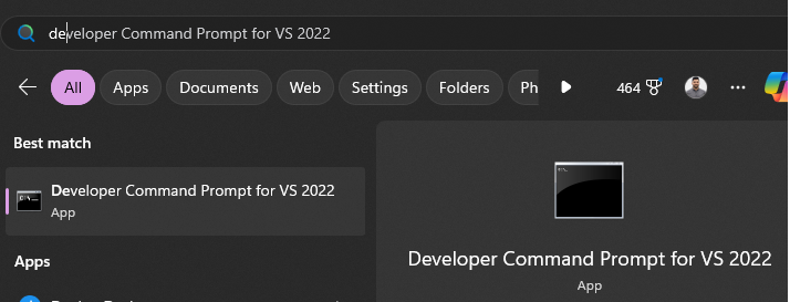 Developer command prompt