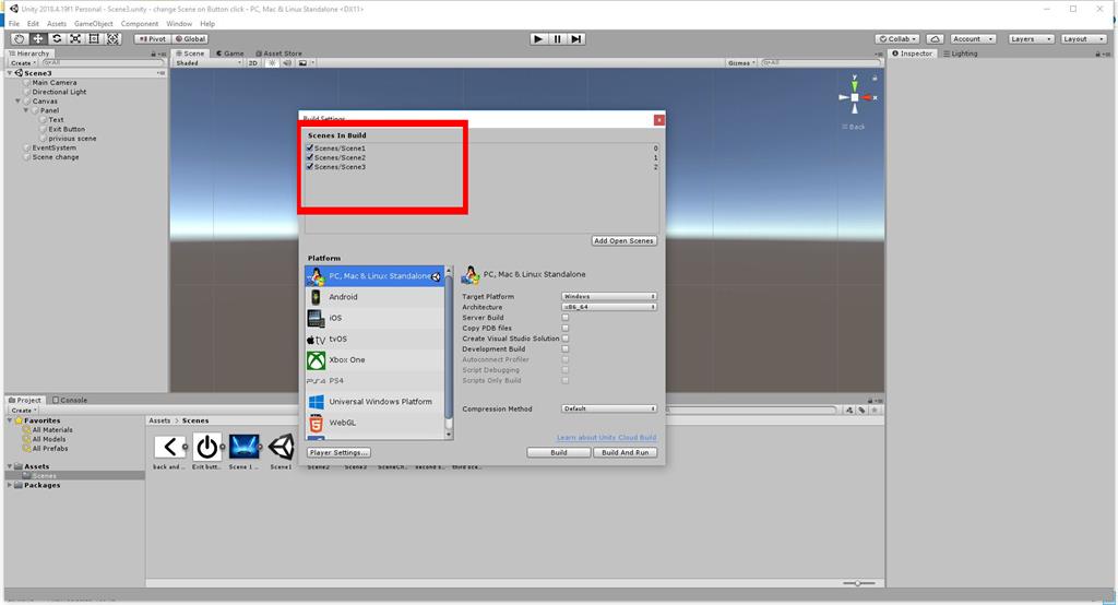 Change Scene On Button Click Using C# Scripts In Unity