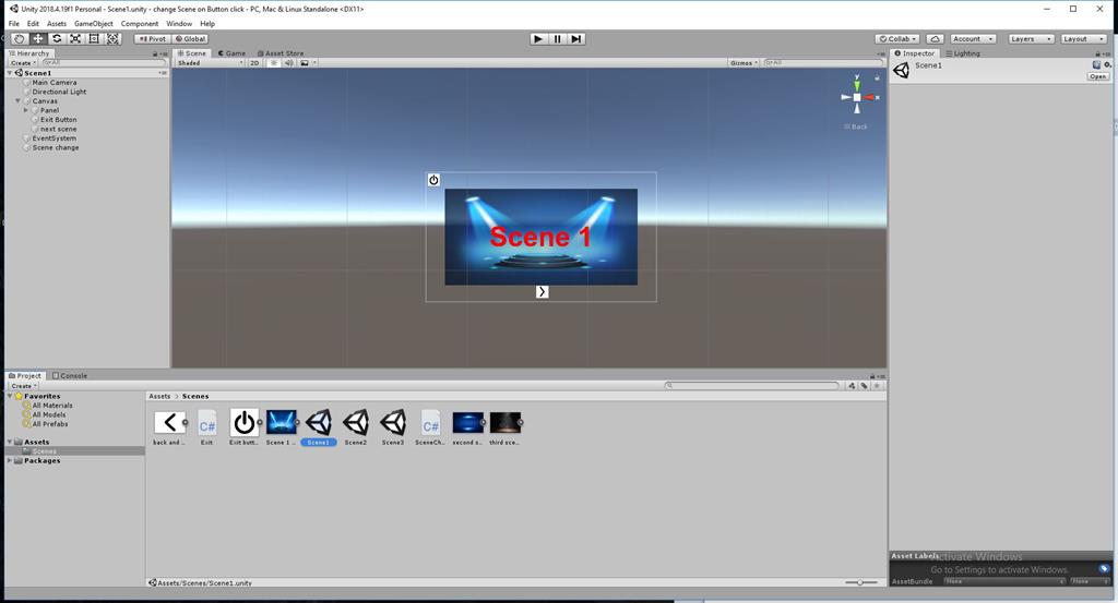 Change Scene On Button Click Using C# Scripts In Unity