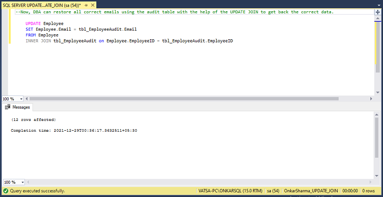 SQL UPDATE with JOIN