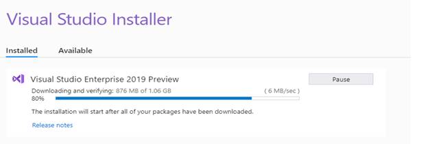 Steps For Visual Studio 2019 Preview Update Version 16.0.0 Preview 2.1