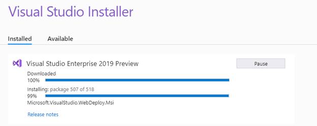 Steps For Visual Studio 2019 Preview Update Version 16.0.0 Preview 2.1