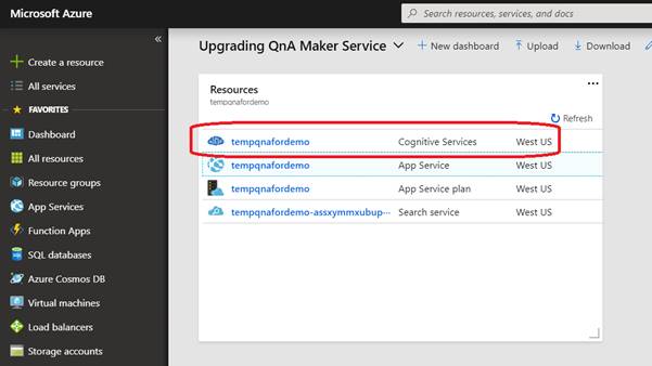 Upgrading QnA Maker service