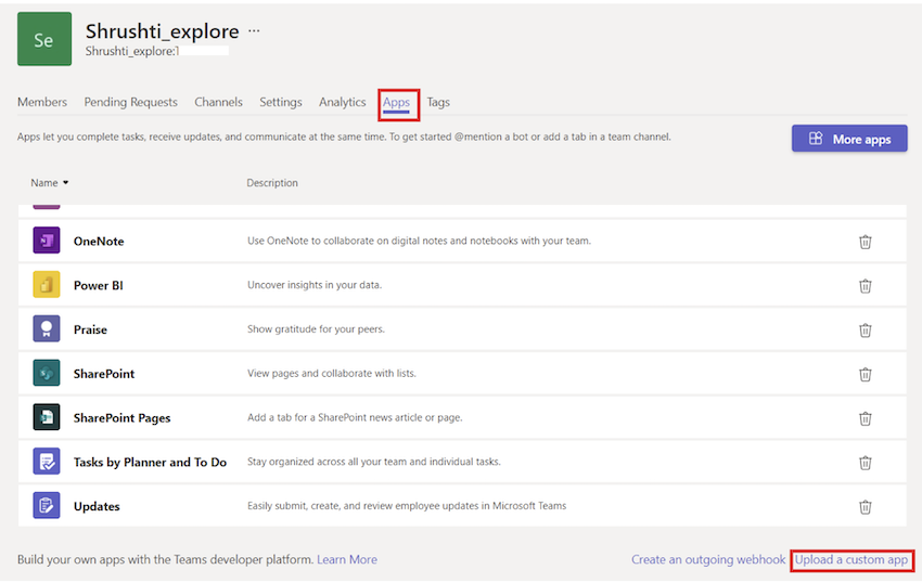Upload apps in Teams by enabling Sideloading feature