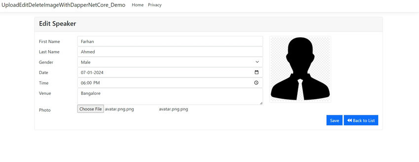 Edit speaker information