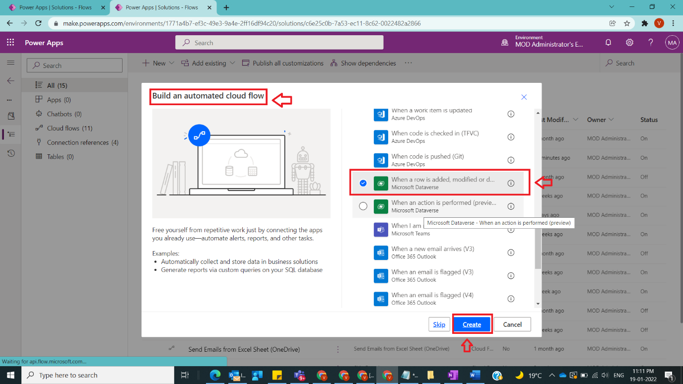 Usage of ChangeSet Request in Power Automate Figure 2
