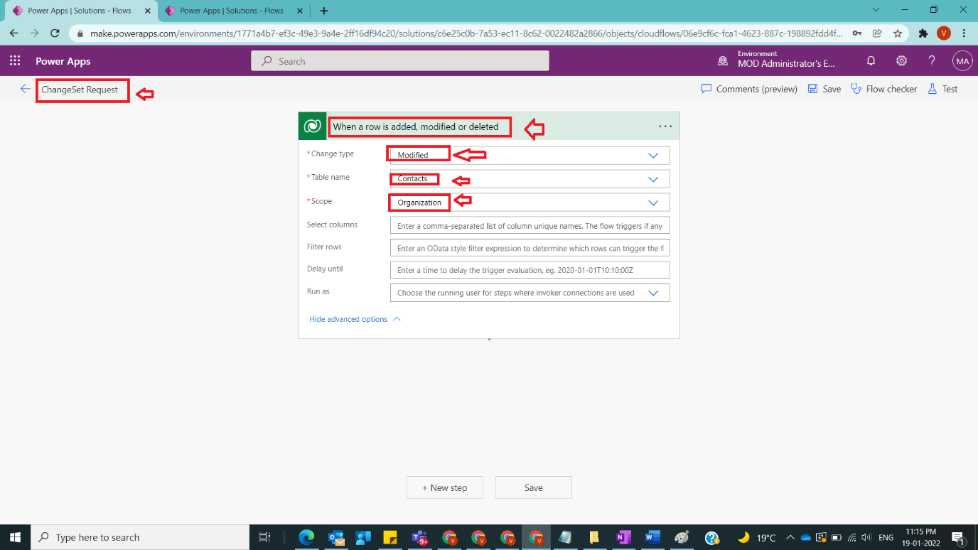Usage of ChangeSet Request in Power Automate Figure 3