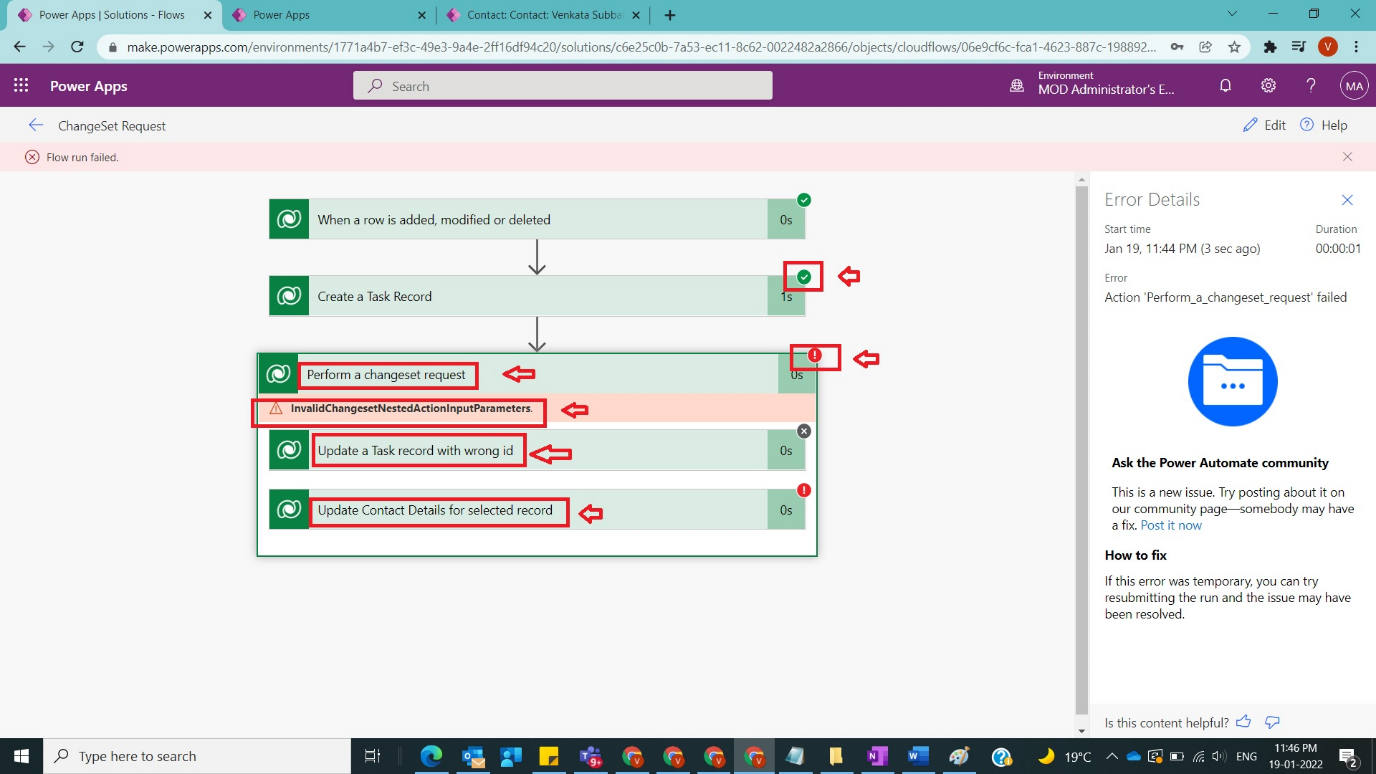 Usage of ChangeSet Request in Power Automate Figure 7
