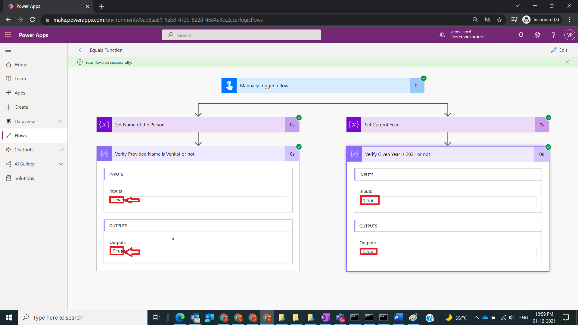 Usage of Equals Function in Power Automate Figure 7