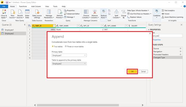 Use Append Queries Feature In Power BI