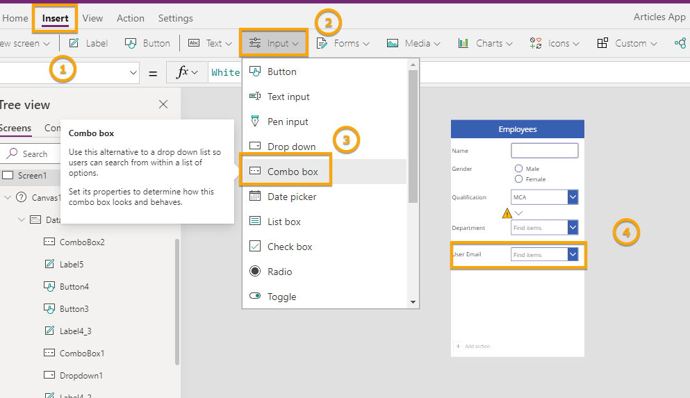 Use Of Patch Function With Complex Types In PowerApps