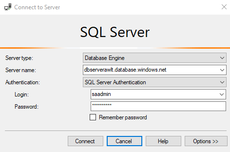 Use SQL Server Management Studio To Connect Azure SQL Database