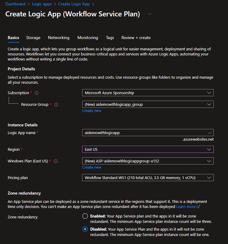 Using Azure OpenAI in a Logic App Workflow