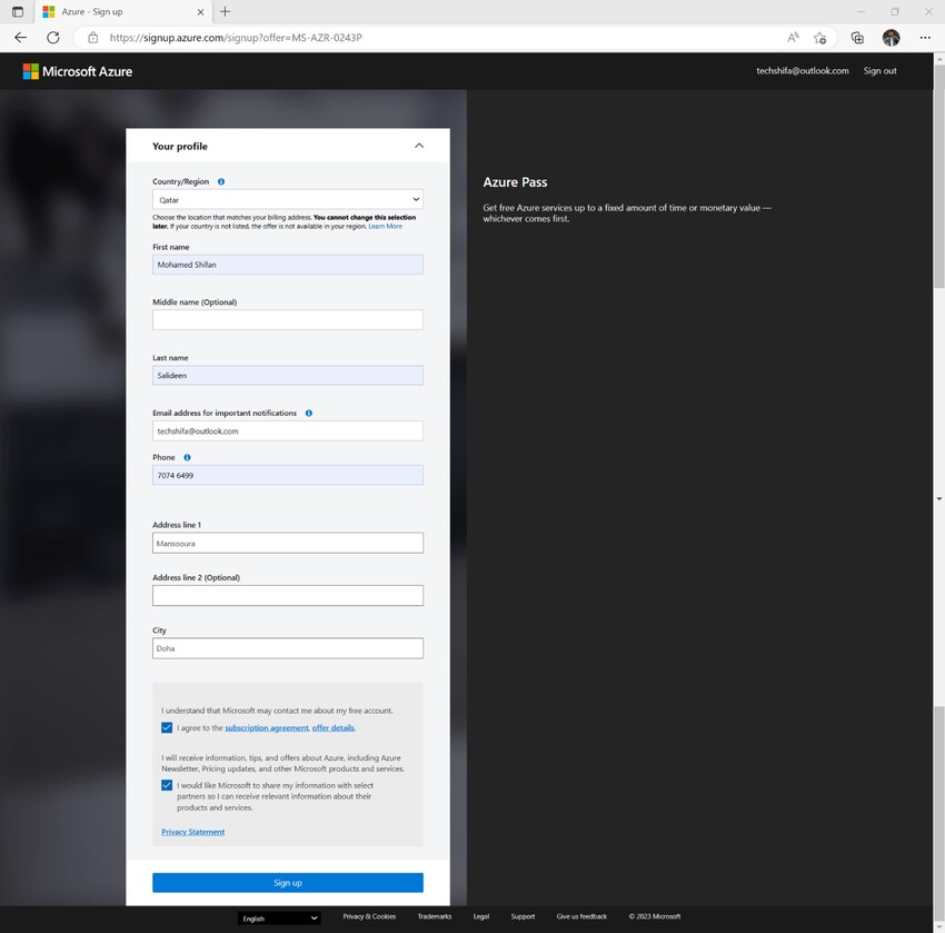 Create An Azure Subscription