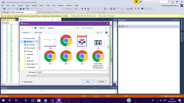 SaveFileDialog In Windows Forms