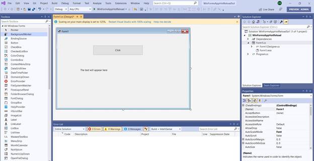 Using The Hot Reload Feature In Visual Studio 2019
